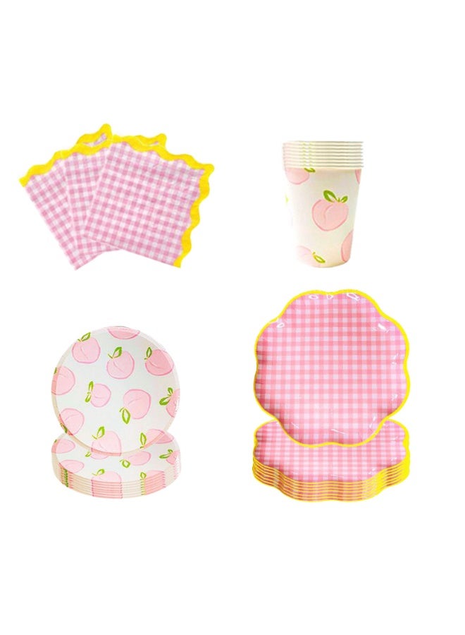 Home Smart Fruit Series Dessert Plates (8" & 10.5"), Cups (9oz, 8 Pcs), Napkins (6.5" x 6.5", 16 Pcs) - Elegant Fruit Series Set for Parties, Gatherings, Birthday and Special Occasions - Image 1